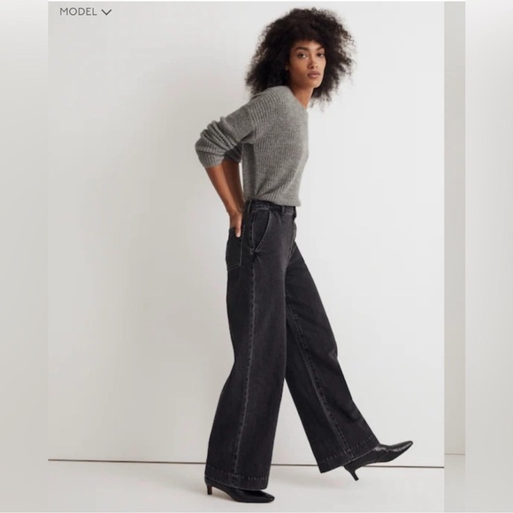 Madewell Denim - Madewell Black Super Wide Leg Jeans size 29